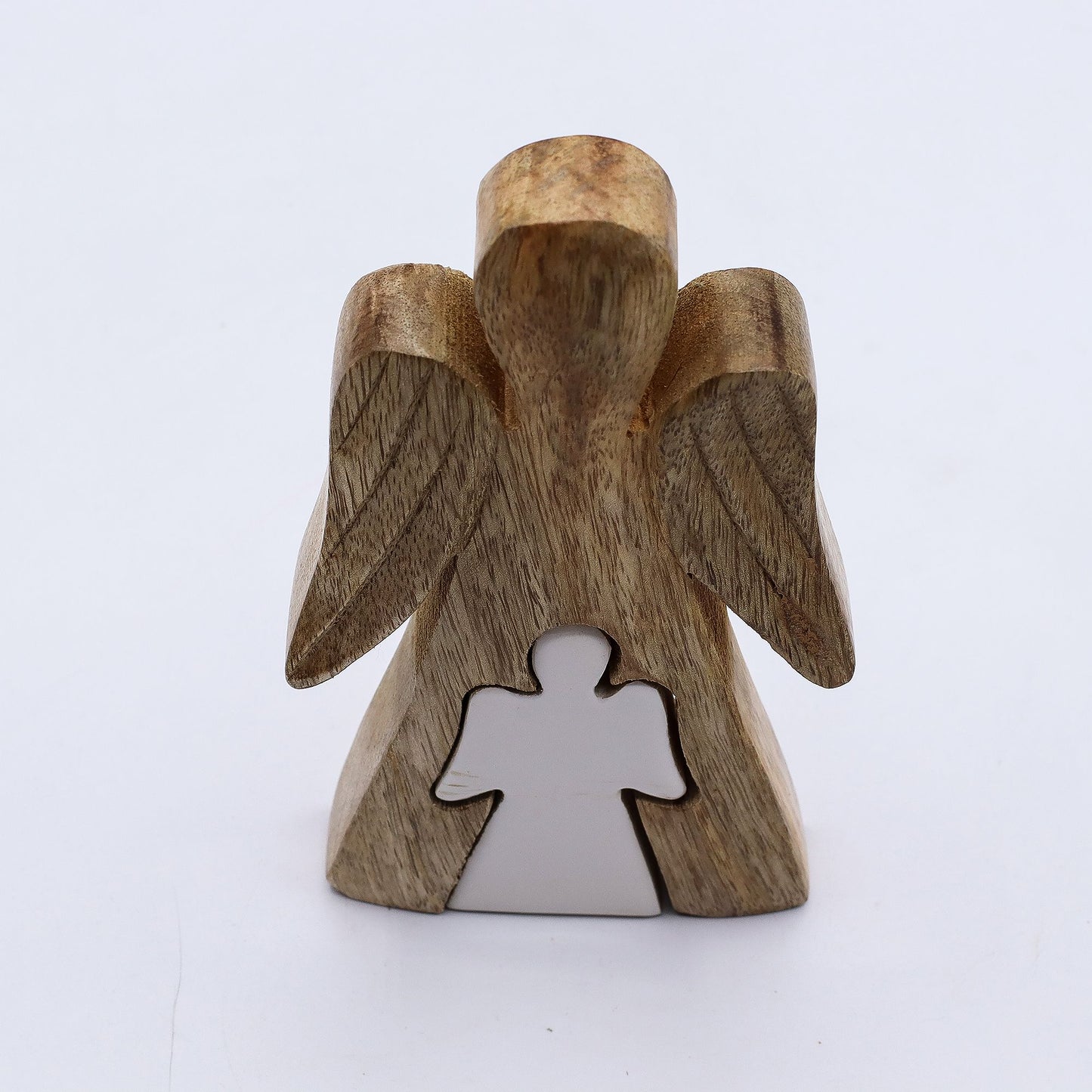 Mango Wood Angel in Angel - Protection