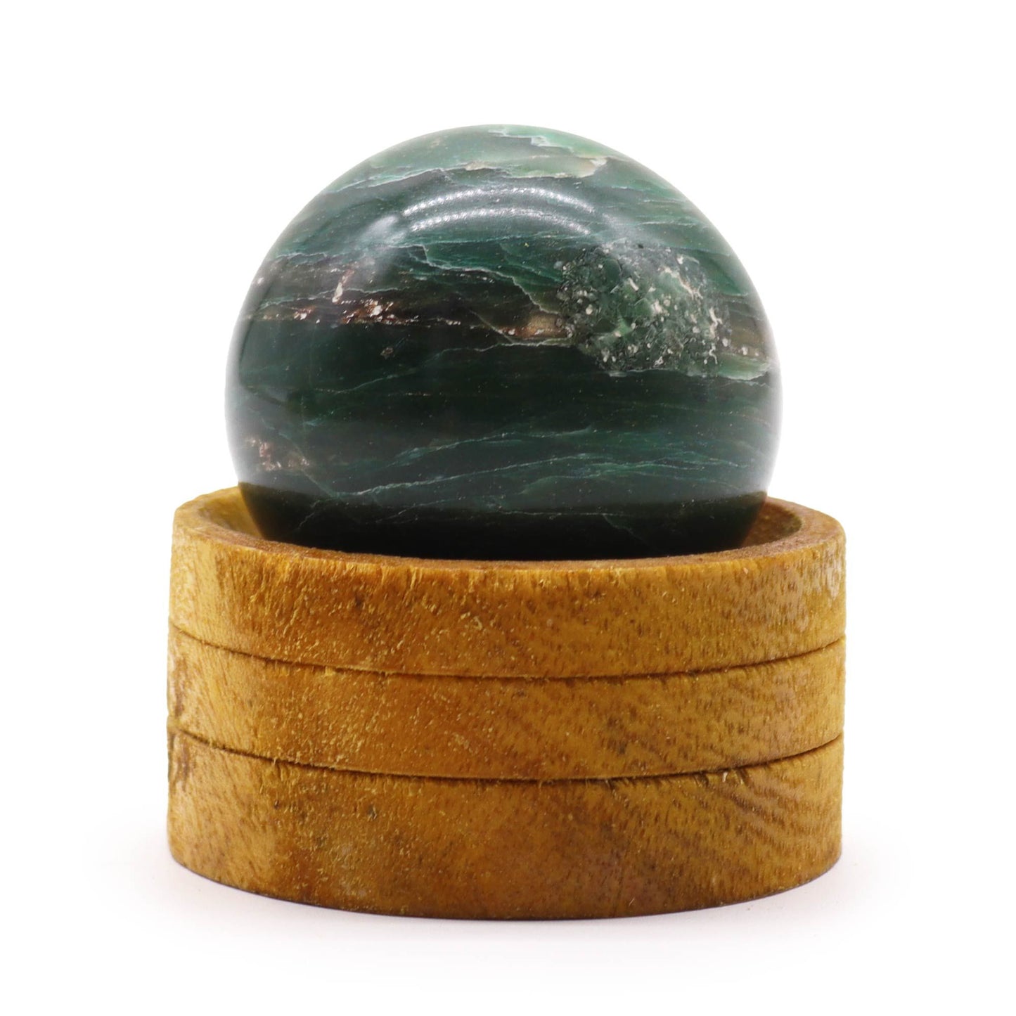 Indian Jade sphere 50mm crystal ball with stand deep green gemstone