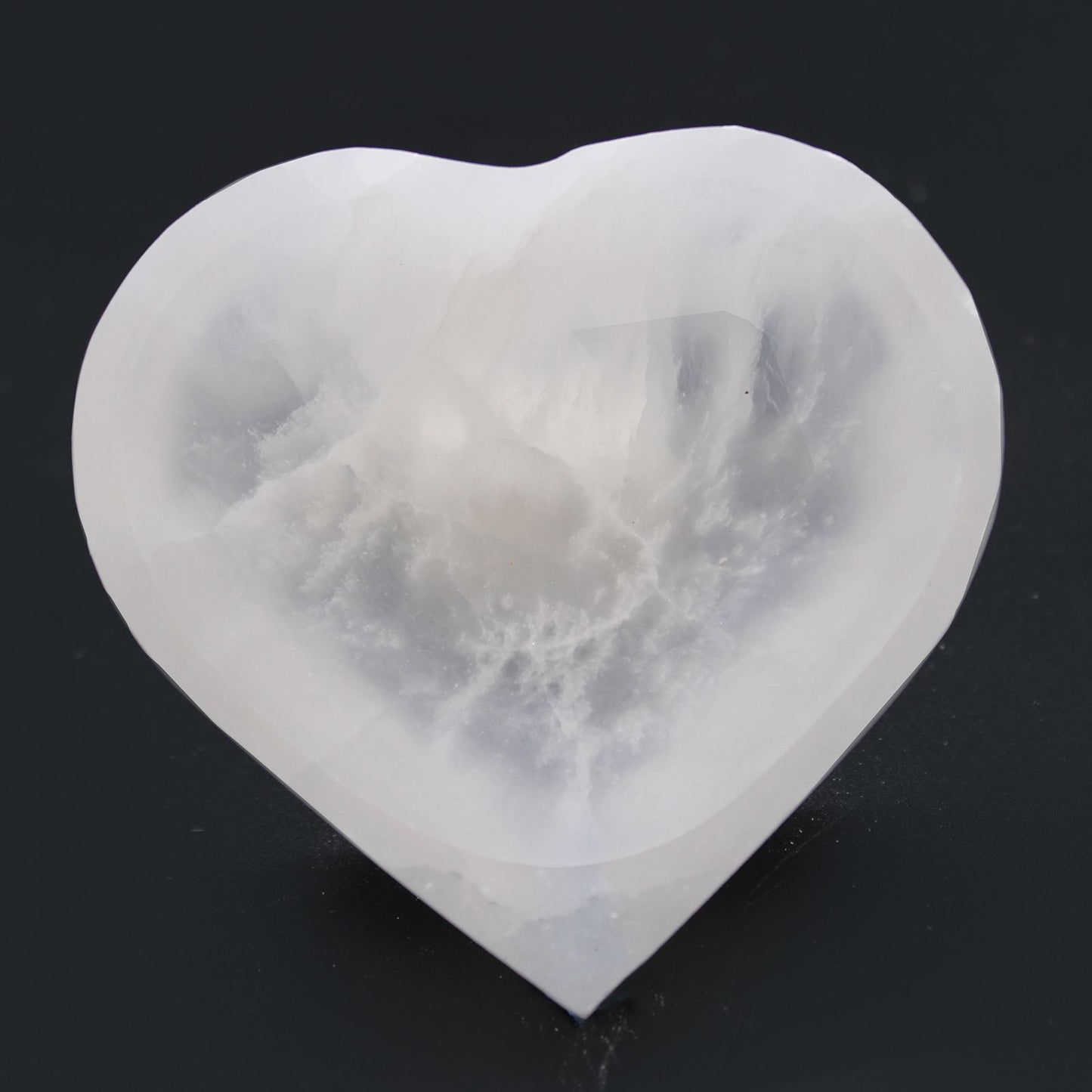 Selenite Heart Bowl Large 10 cm – polished selenite crystal heart bowl for energy cleansing, crystal charging and sacred décor UK