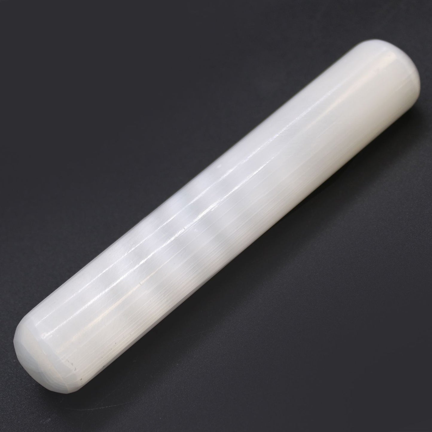 Selenite Wand Rounded Ends 16 cm – polished natural selenite crystal wand for energy cleansing, chakra balancing and spiritual rituals UK