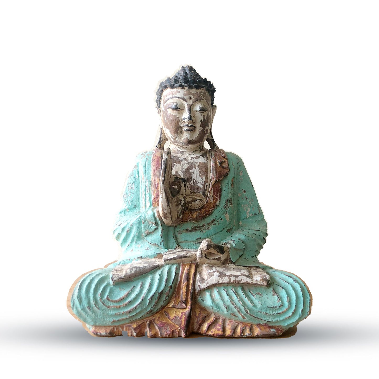 hand carved buddha statue 30cm teaching transmission mint wood sculpture