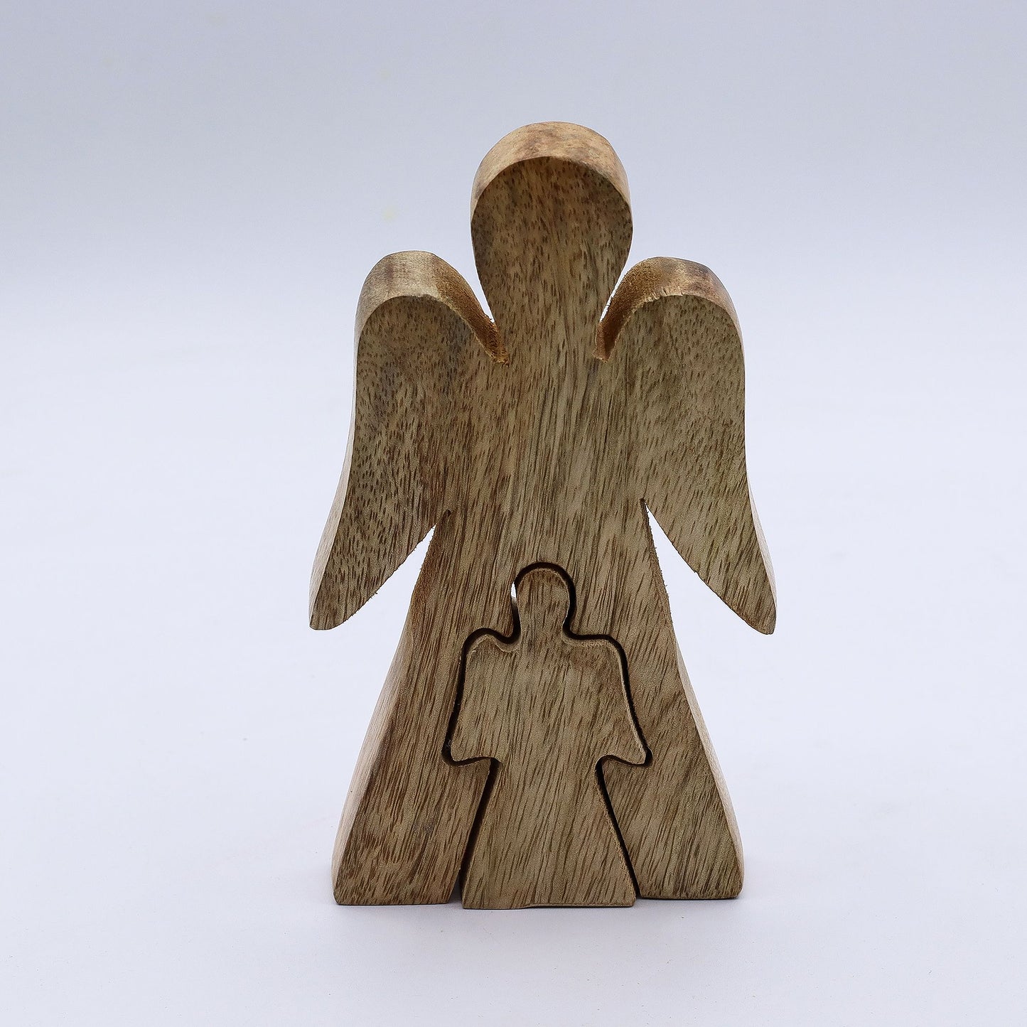 Mango Wood Angel in Angel - Protection