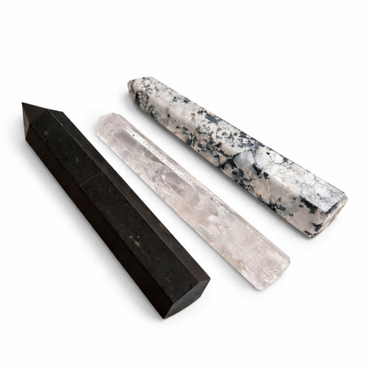 Gemstone Six Face Obelisk Point approx 17cm - Rainbow Moonstone