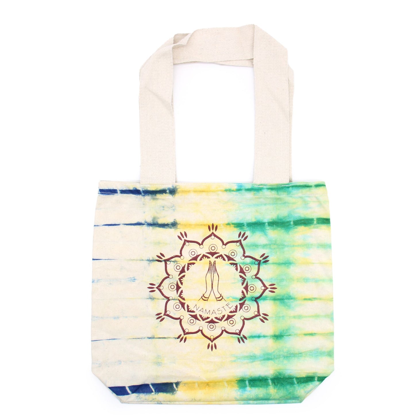 Tye-Dye Cotton Bag - Namaste Hands - Multi - Natural Handle