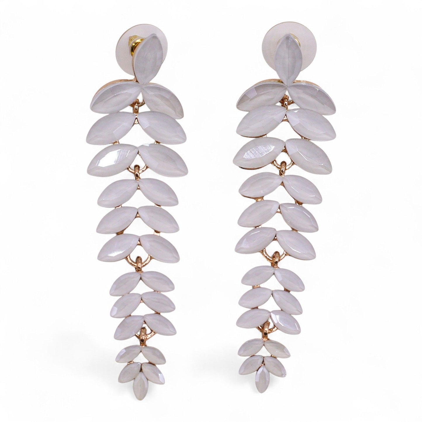 Pearl vintage glass long-drop earrings, lightweight boho jewellery UK
