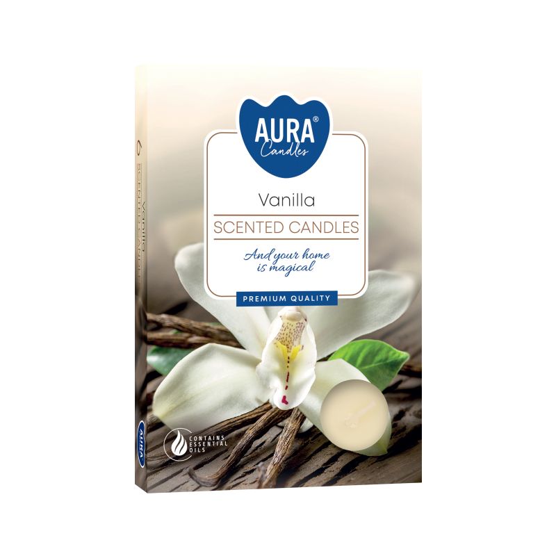 Vanilla scented tealight candles set of 6 warm sweet fragrance 4 hour burn candles