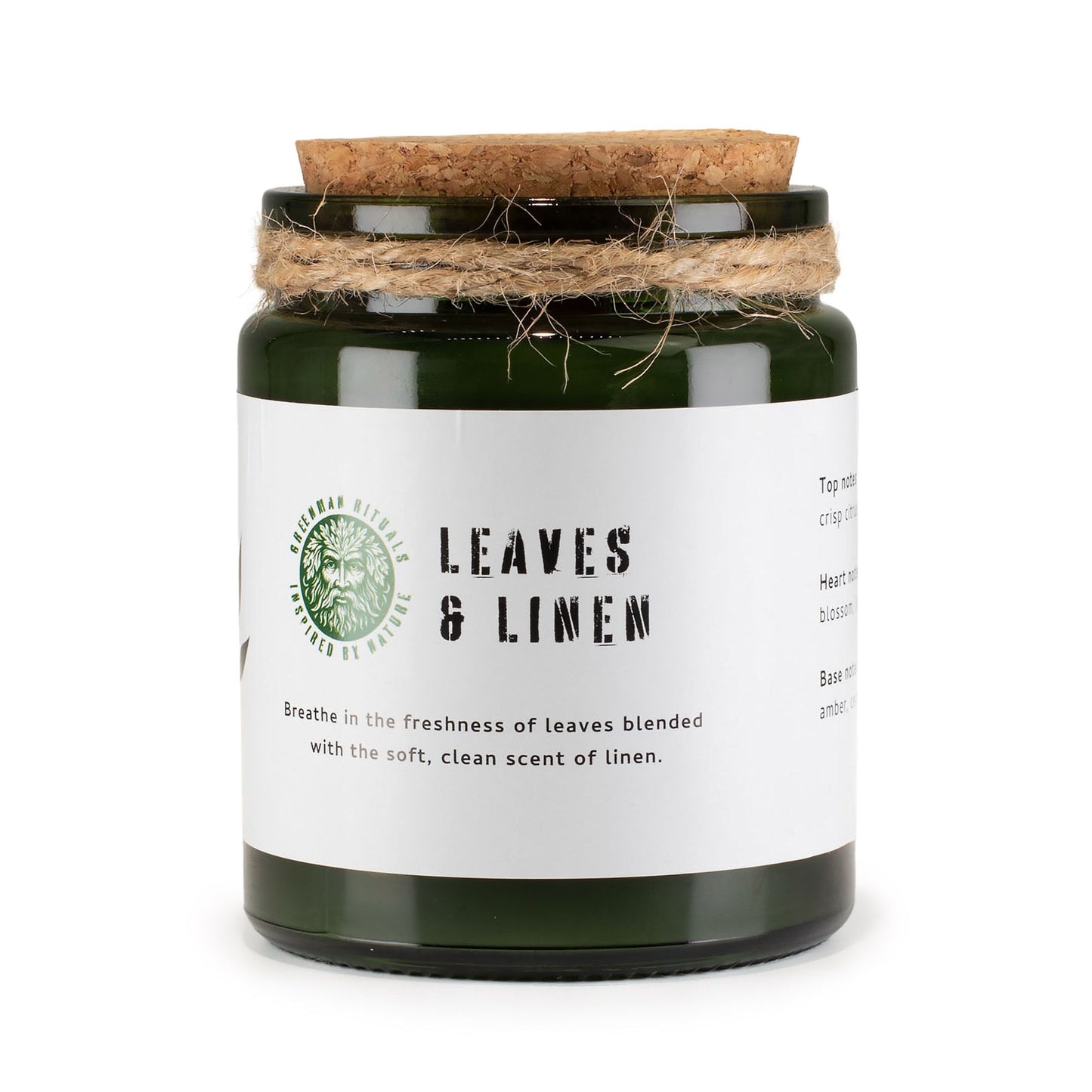 Greenman Woodwick Soy Candle – Leaves & Linen fresh linen soy candle with wooden wick