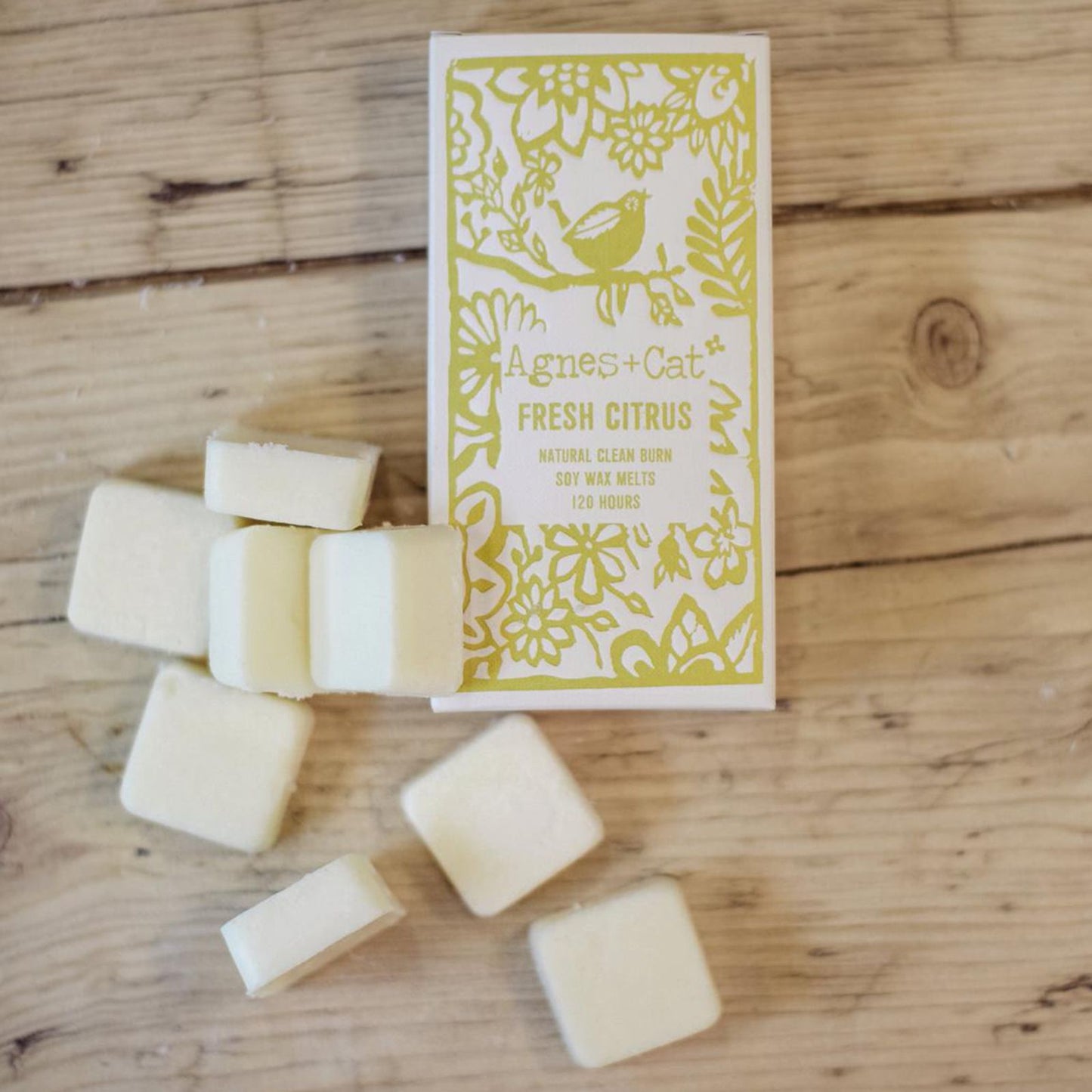 Agnes + Cat Fresh Citrus Wax Melts – box of 8 soy wax melts with zesty citrus fragrance