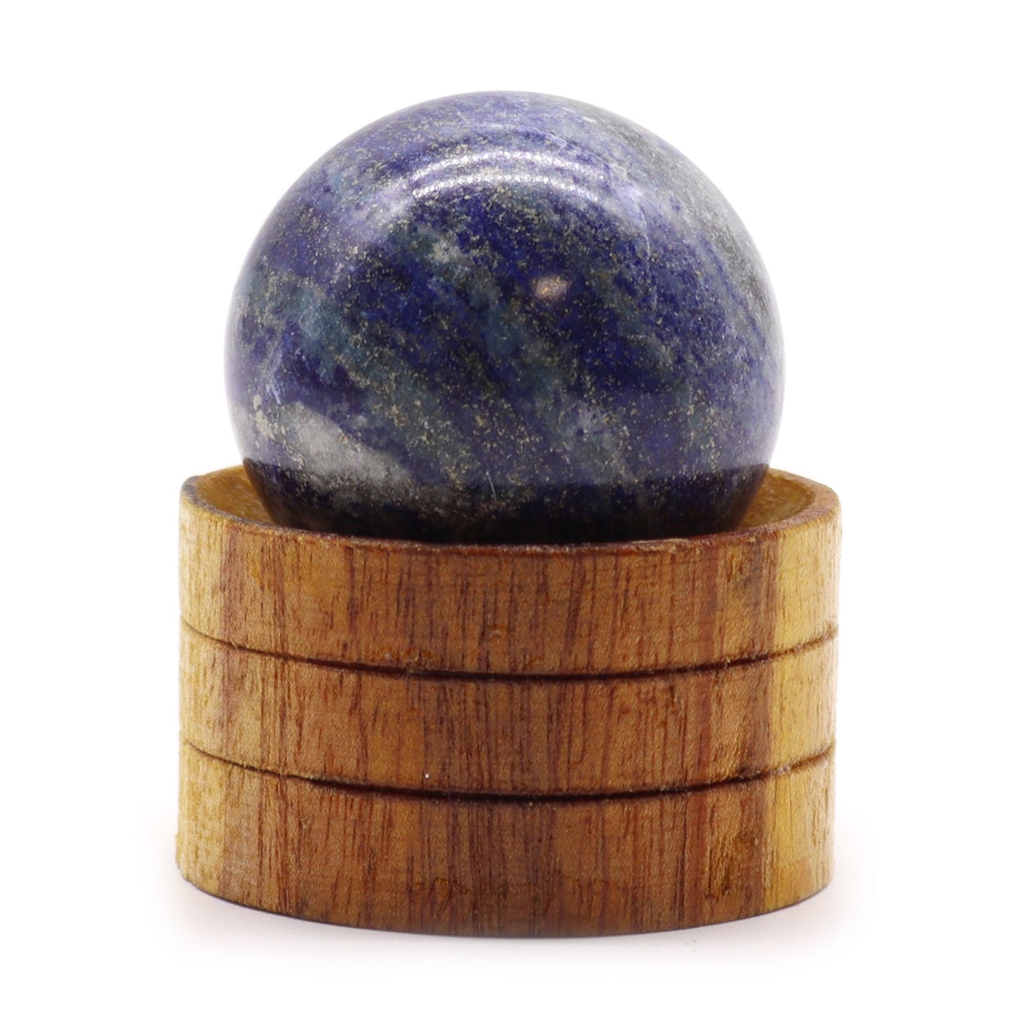 Afghan Lapis sphere 40mm crystal ball with stand deep blue gold fleck gemstone