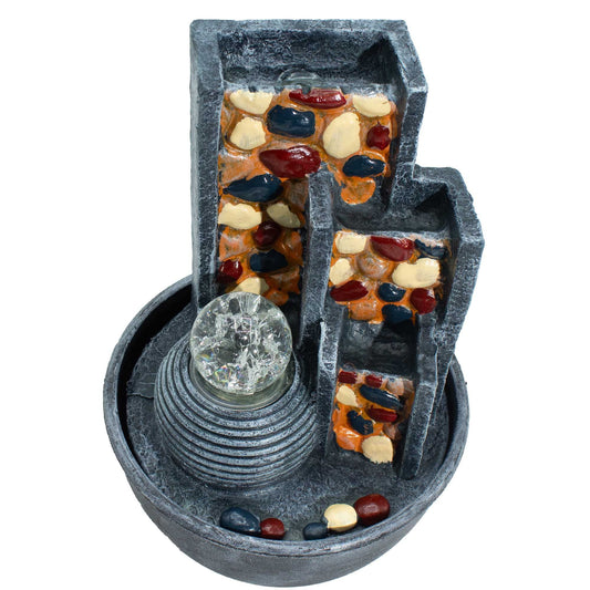 Pebble Wall Tabletop Water Feature with Crystal Ball