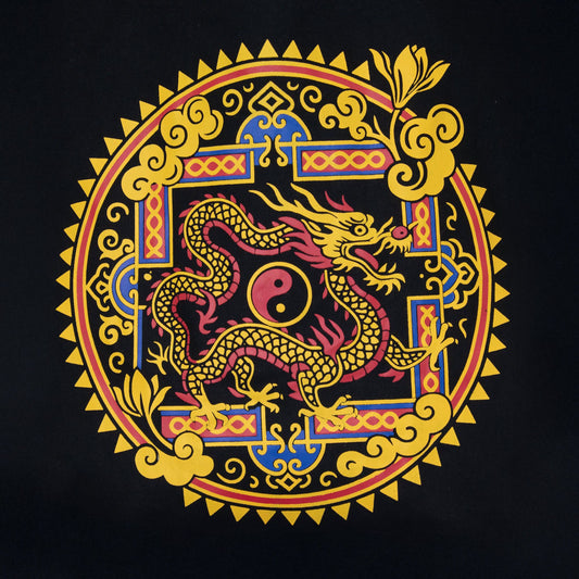 Iconic Classic Tote Bag - Dragon Yin & Yang- Black 6oz