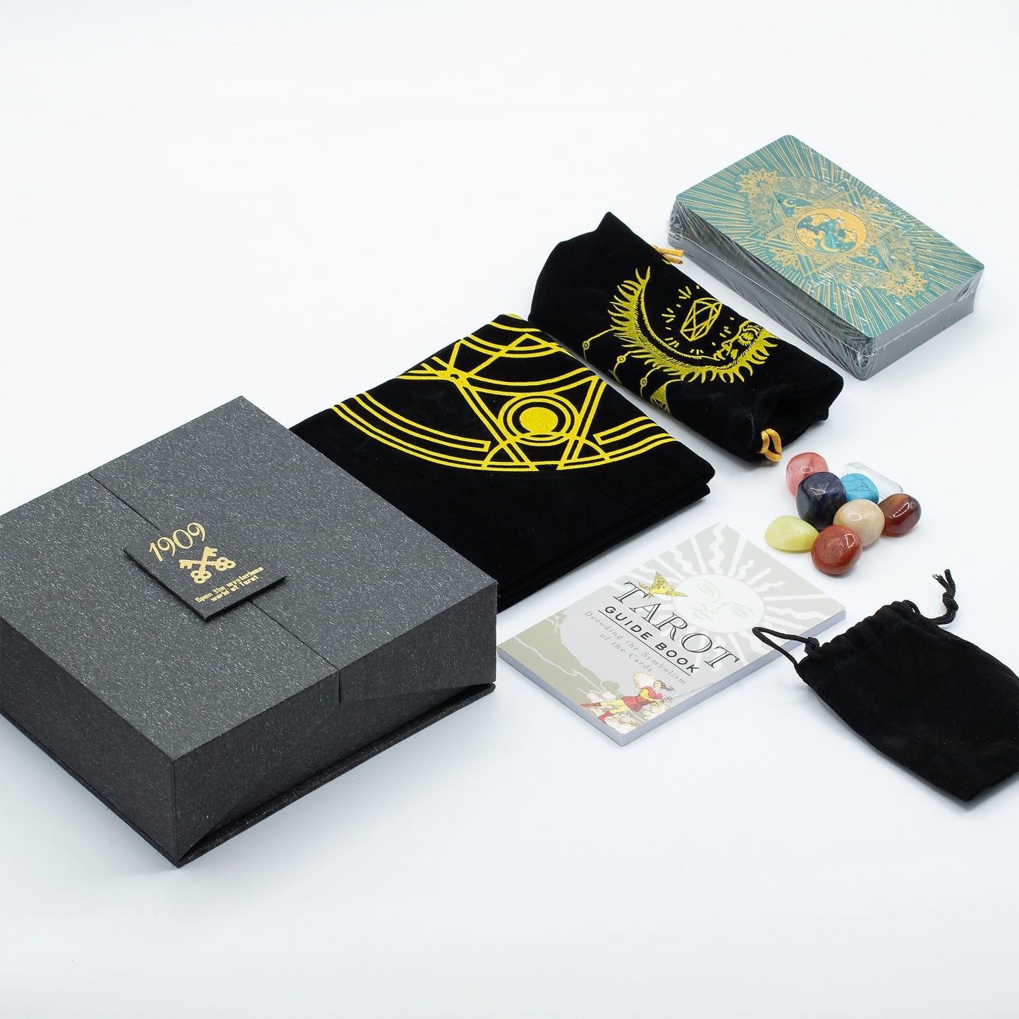 Gold & Turquoise Foil Tarot Card Gift Set – 78-card tarot deck with gold and turquoise foil, guidebook and luxury gift box