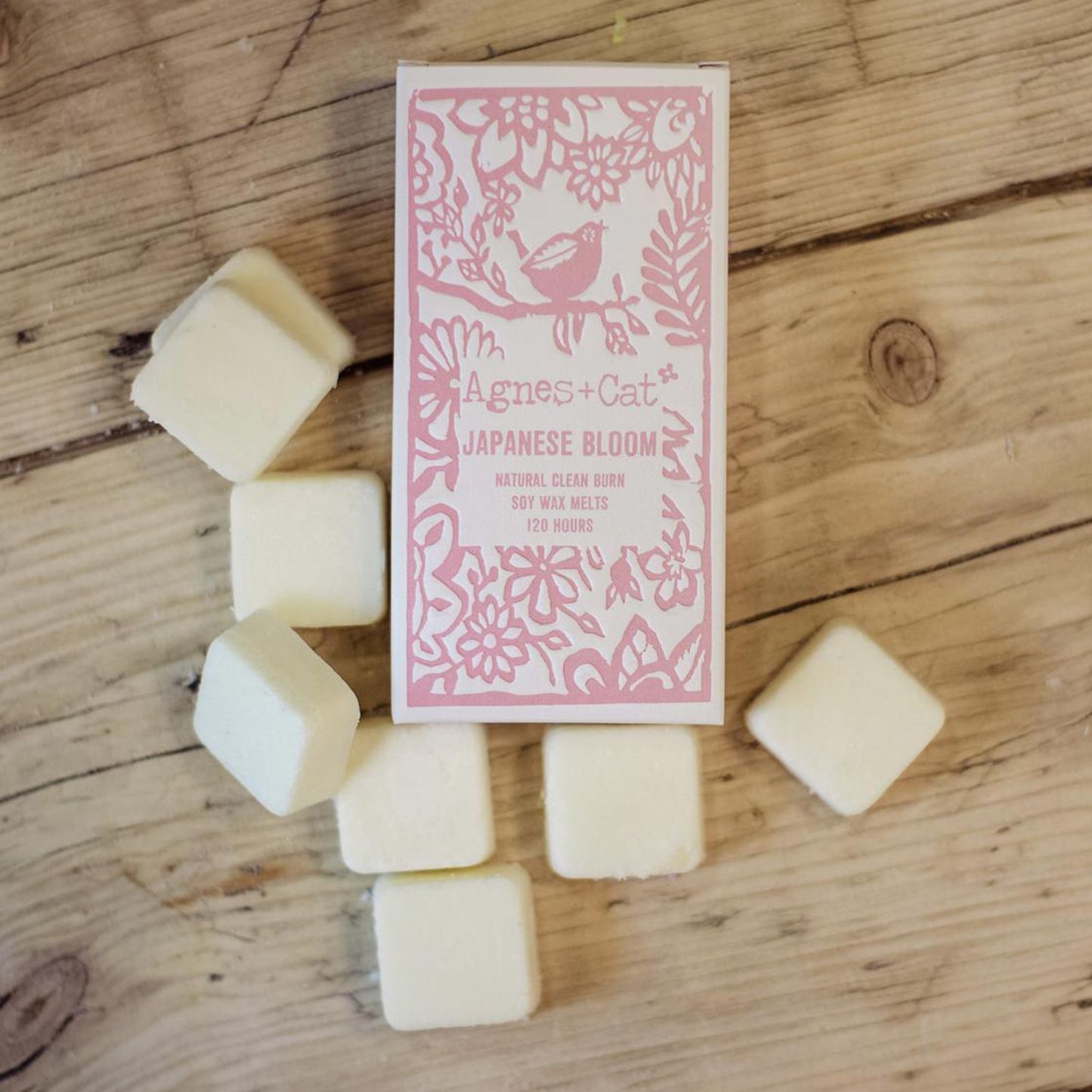Agnes + Cat Japanese Bloom Wax Melts – box of 8 soy wax melts with soft floral fragrance