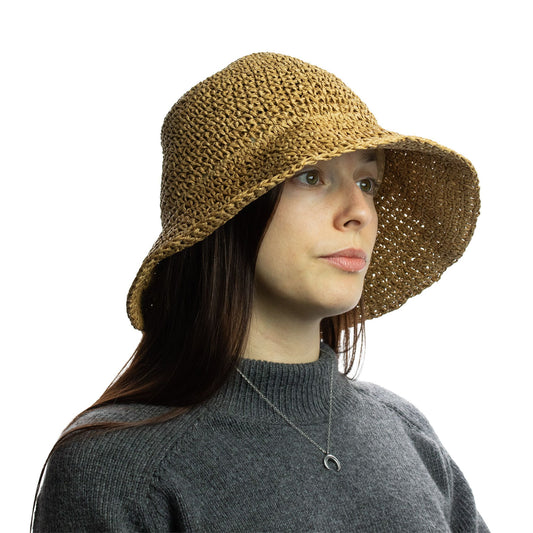 Nomad Sari Floppy Straw Sun Hat - Natural Coffee