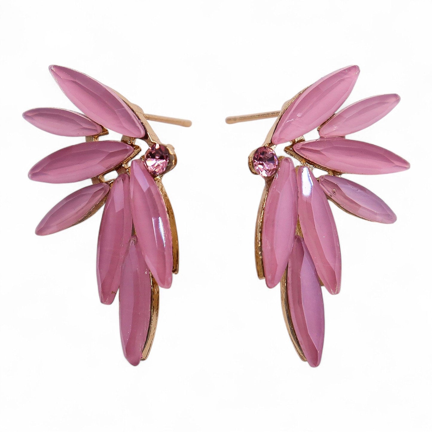 Soft pink vintage glass fairy earrings, lightweight boho jewellery UK