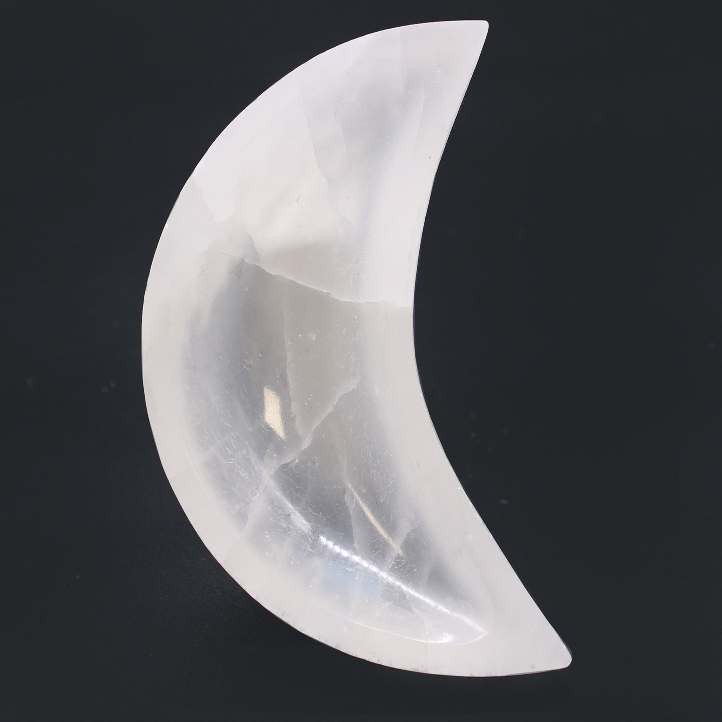 Selenite Moon Bowl Large15 cm – natural selenite crystal moon-shaped bowl for cleansing and charging crystals, spiritual altar décor and meditation spaces UK