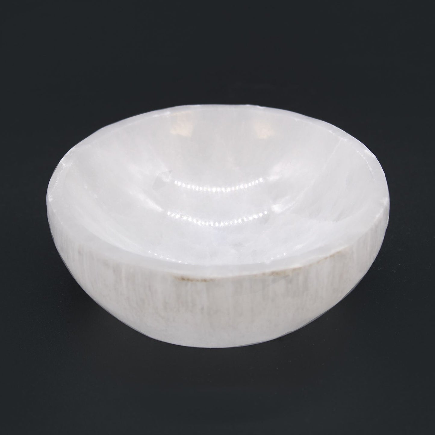 Selenite Round Bowl Large 10 cm – polished selenite crystal bowl for energy cleansing, crystal charging and sacred décor UK