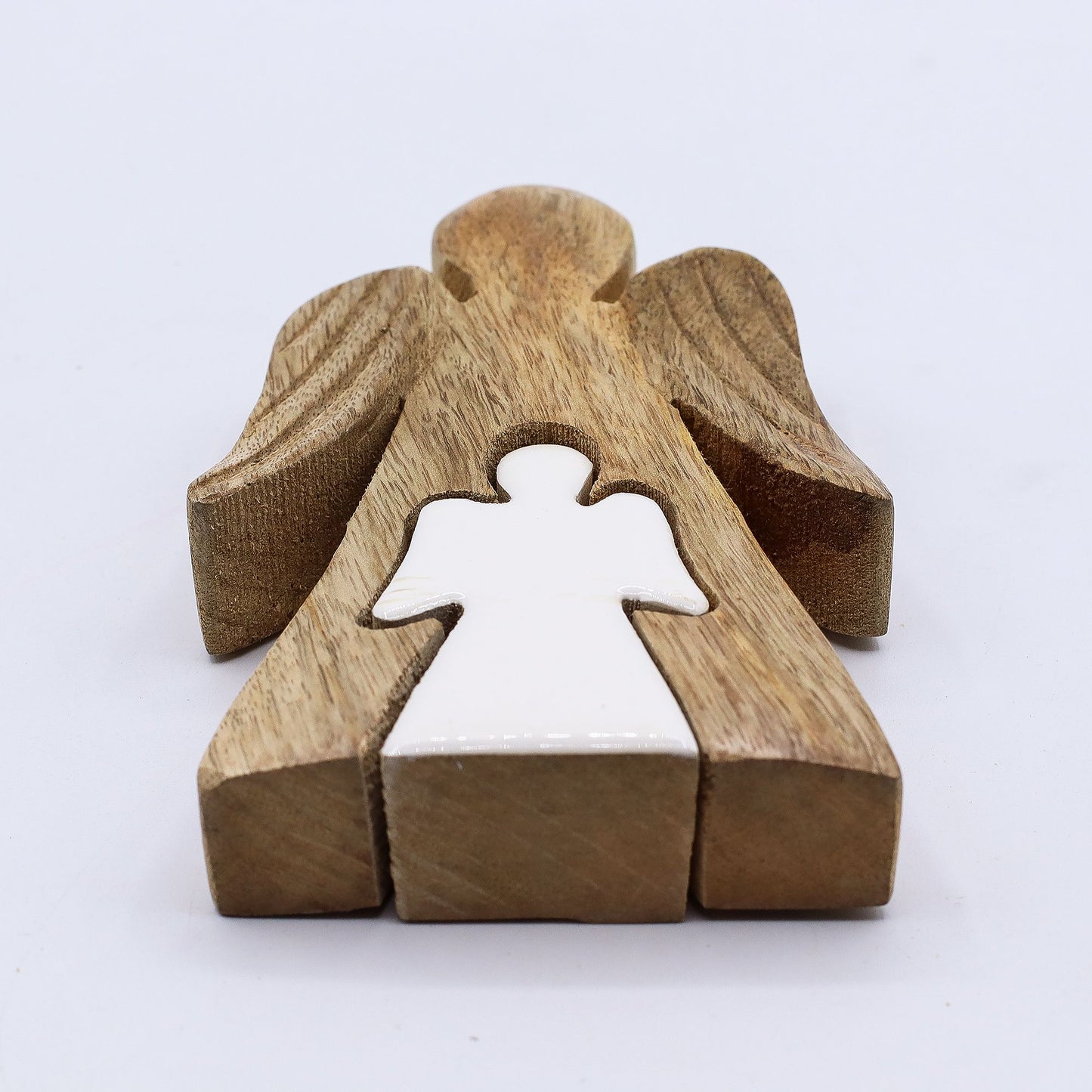Mango Wood Angel in Angel - Protection