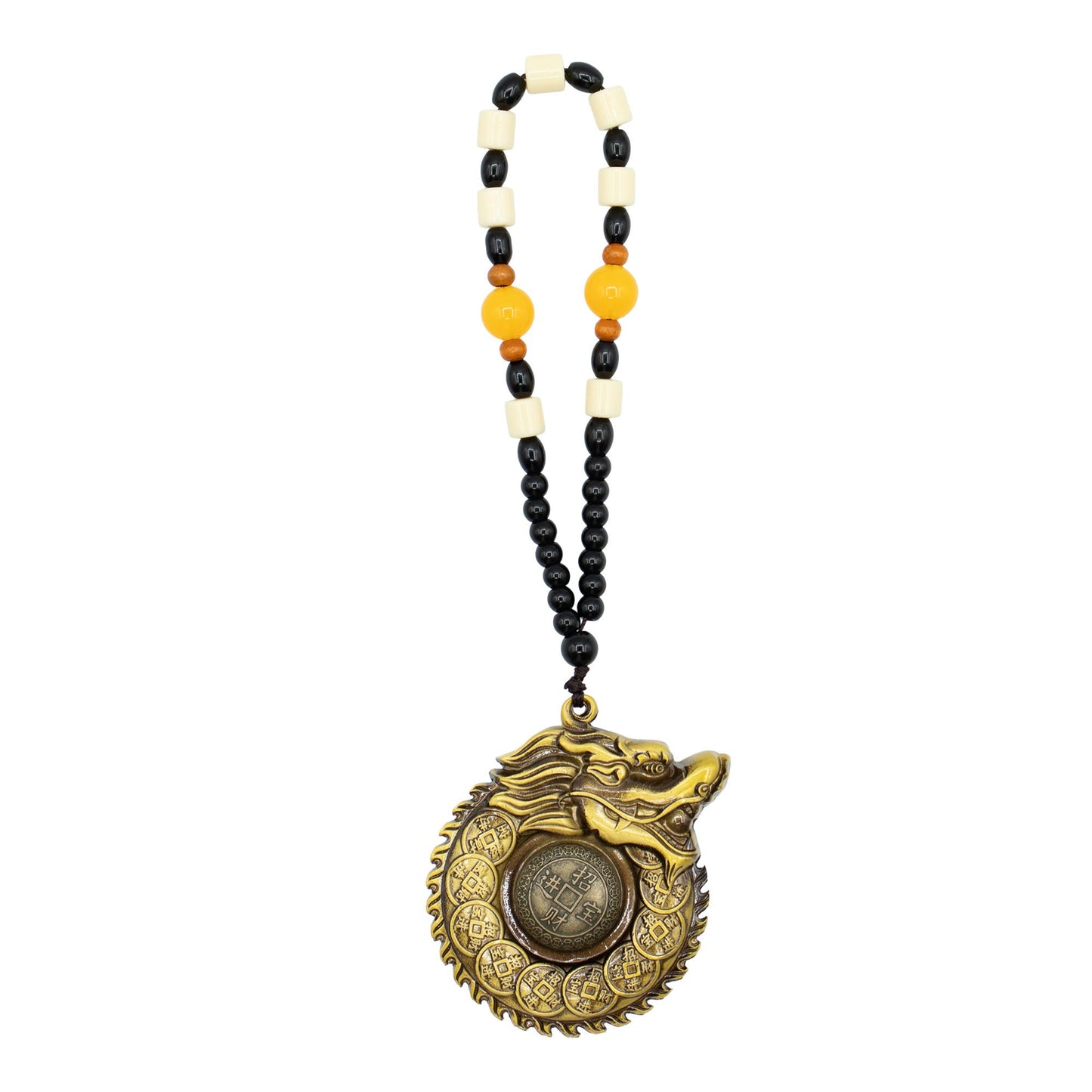 Feng Shui hanging dragon encirclement guardian with wealth coin for protection and prosperity