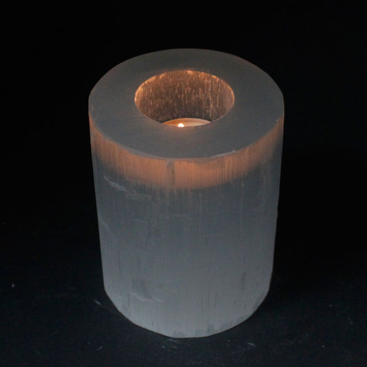 Selenite Cylinder Candle Holder Medium