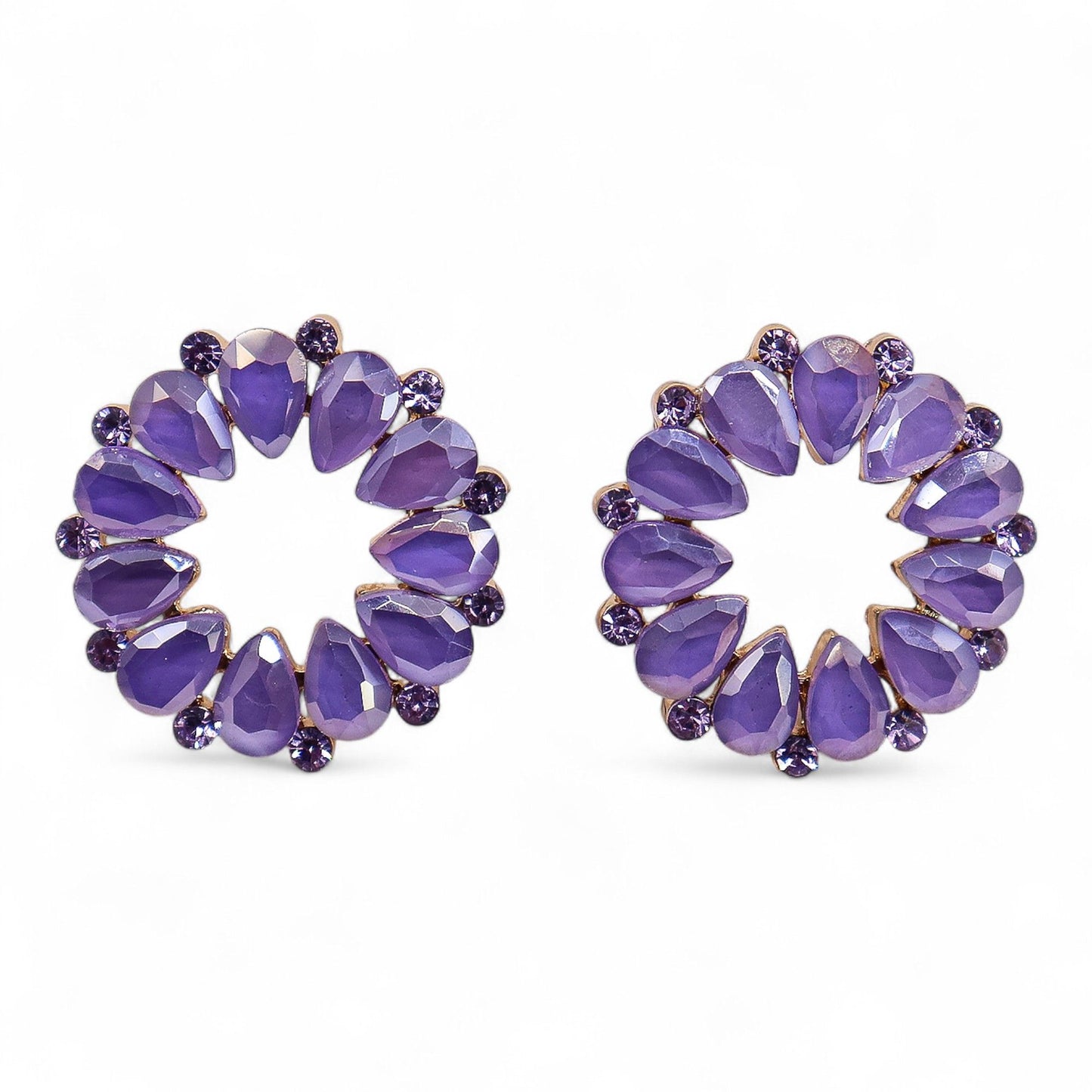 Lavender vintage glass hoop earrings, lightweight boho jewellery UK