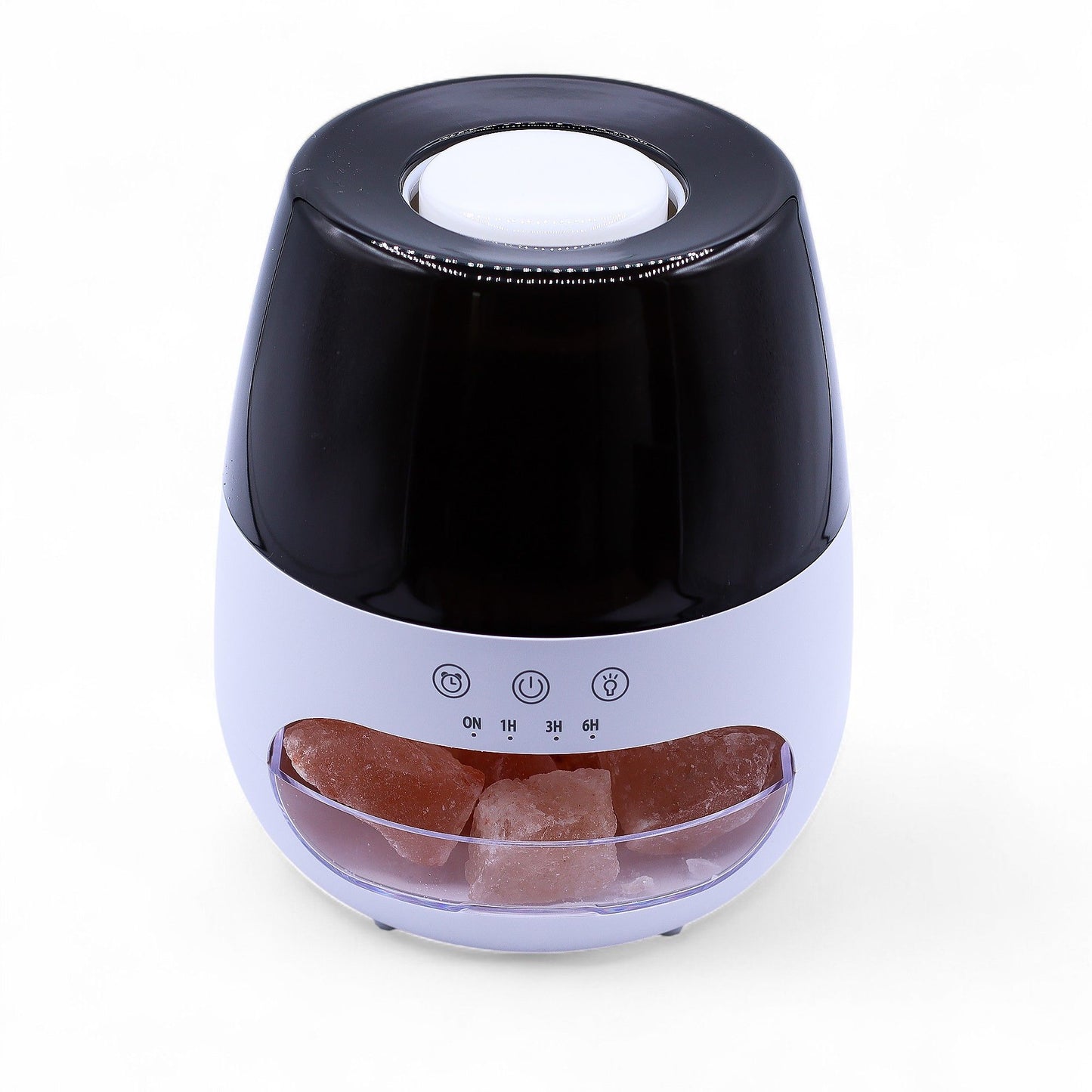 White Salt Stone Flame Effect Aroma Diffuser with ultrasonic mist and LED flame lighting