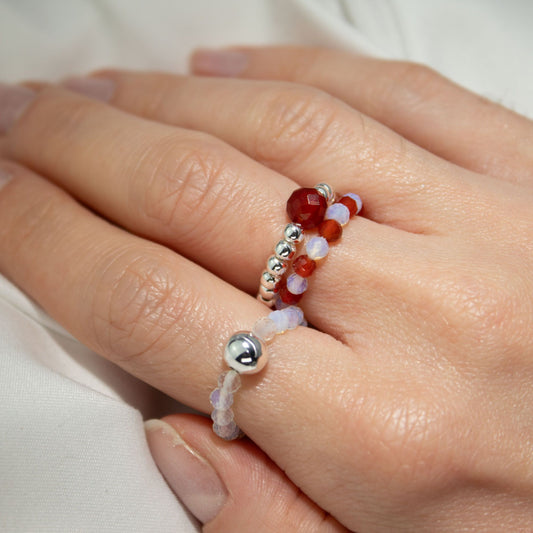 Nymph Spirit Gemstone Ring Set - Blood Moon