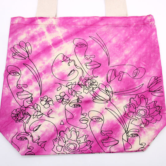 Tye-Dye Cotton Bag - Pretty Face - Magento - Natural Handle