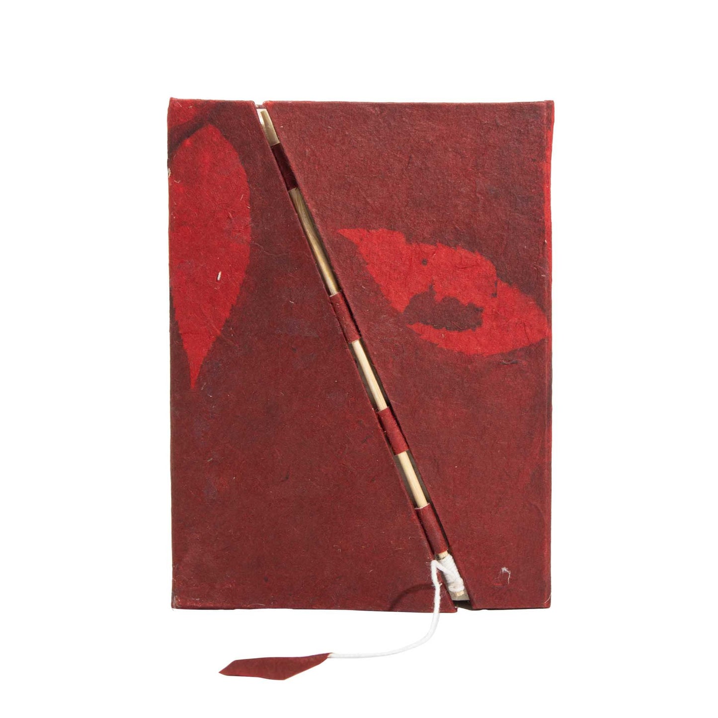 Bold Floral Lokta Journal medium ruby handmade paper with bamboo lock closure