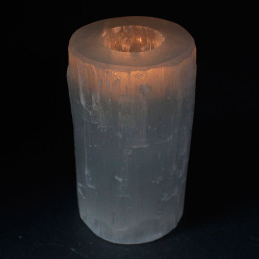 Selenite Cylinder Candle Holder Large