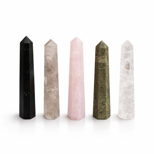 Gemstone Six Face Obelisk Point approx 11cm - Rose Quartz