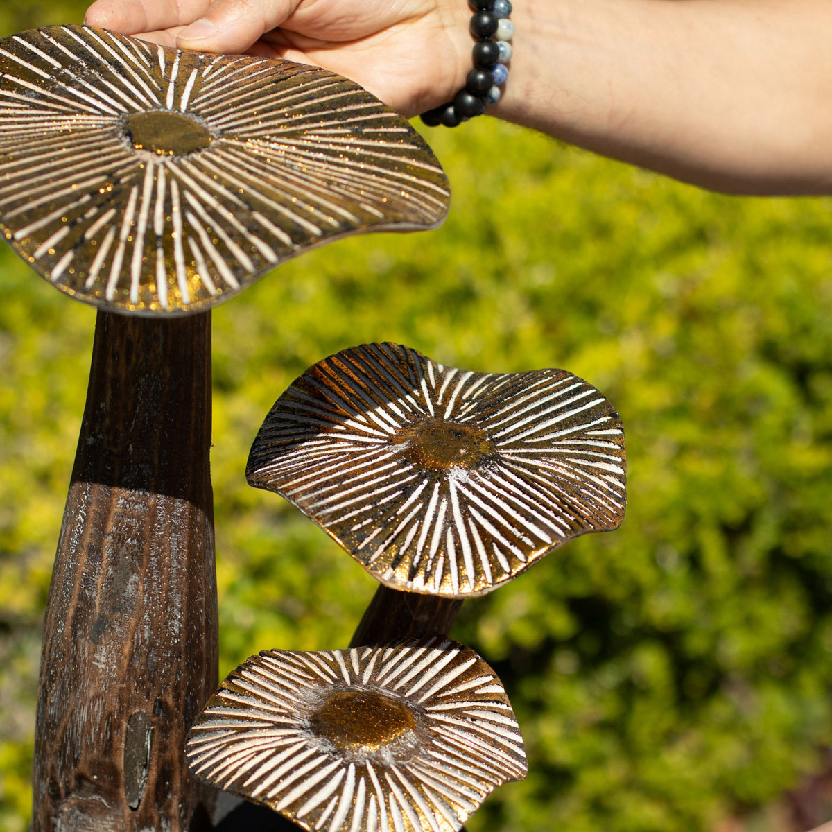 Large Golden Mushroom Art - 32cm - Natural