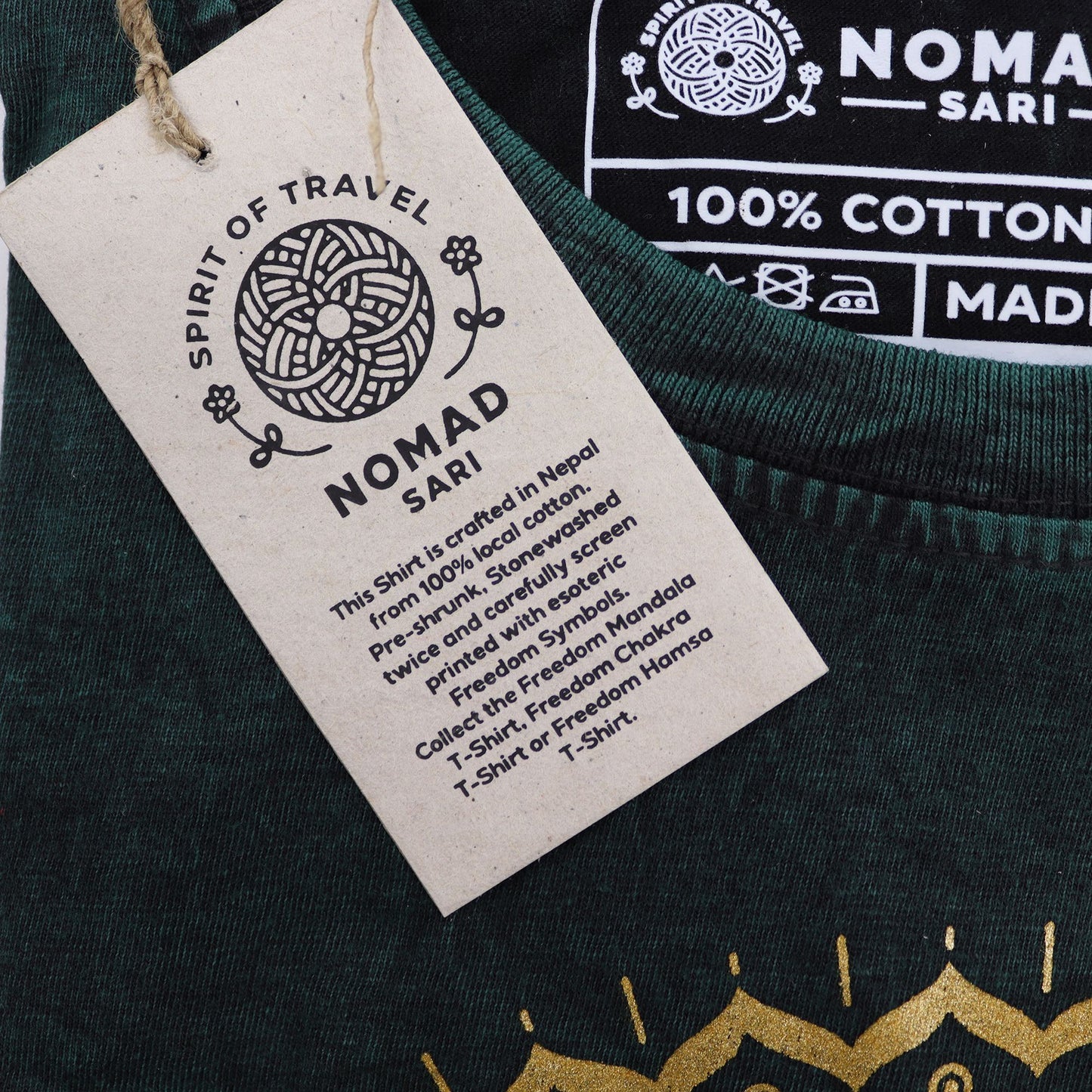 Medium Stone Washed T-Shirt - Mandala - Green