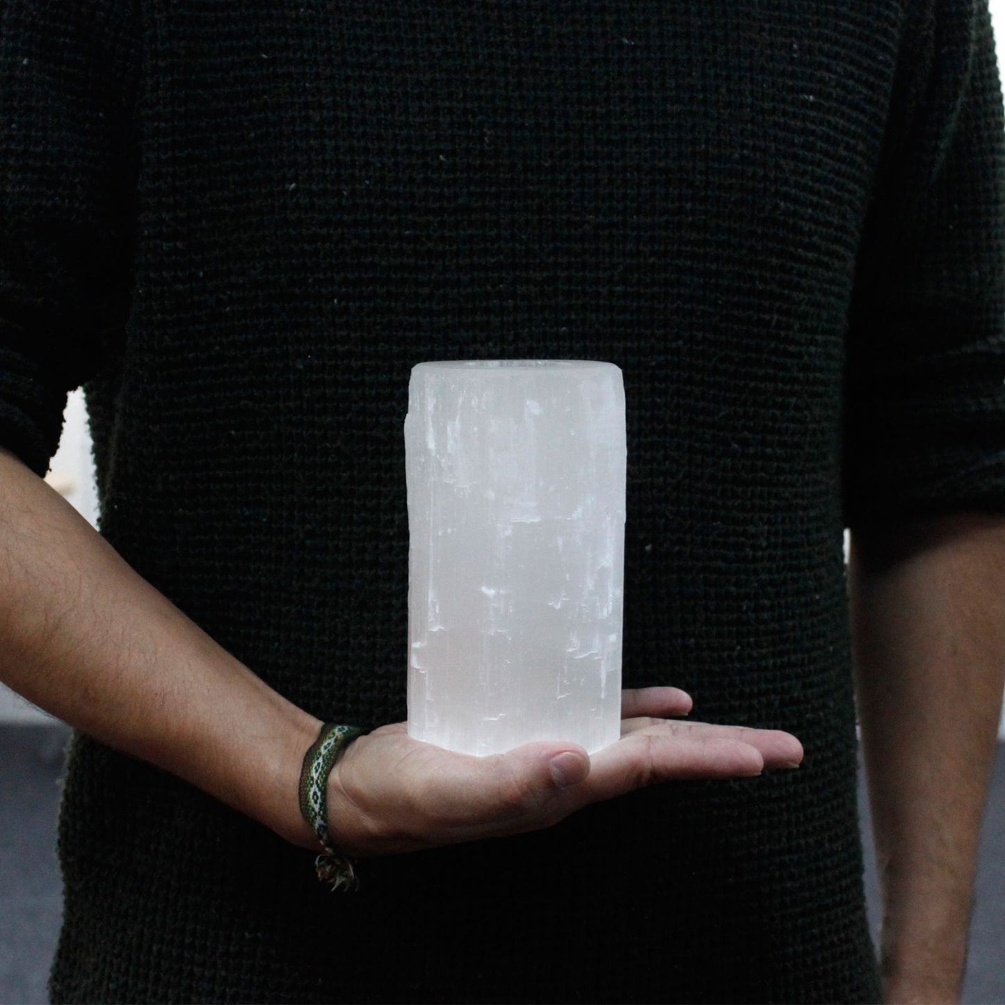 Selenite Cylinder Candle Holder Large