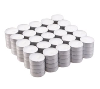 100 unscented tealight candles 4 hour burn white wax candles for oil burners and ambient lighting