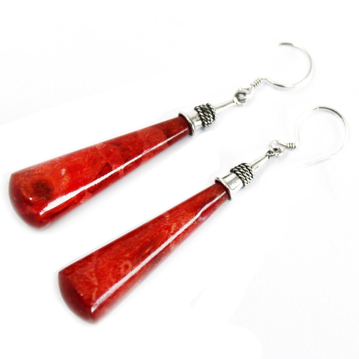 Elegant 925 silver long teardrop earrings with polished finish