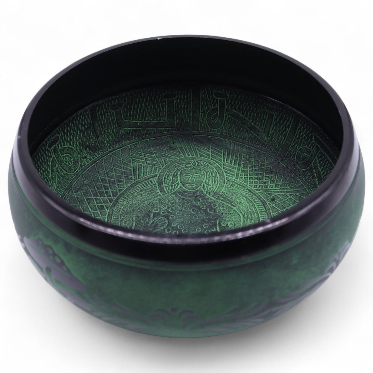 Extra Loud Mushroom Singing Bowl “Moss Green” – 23 cm copper–tin alloy bowl with polished mushroom shape and deep, room-filling tone.