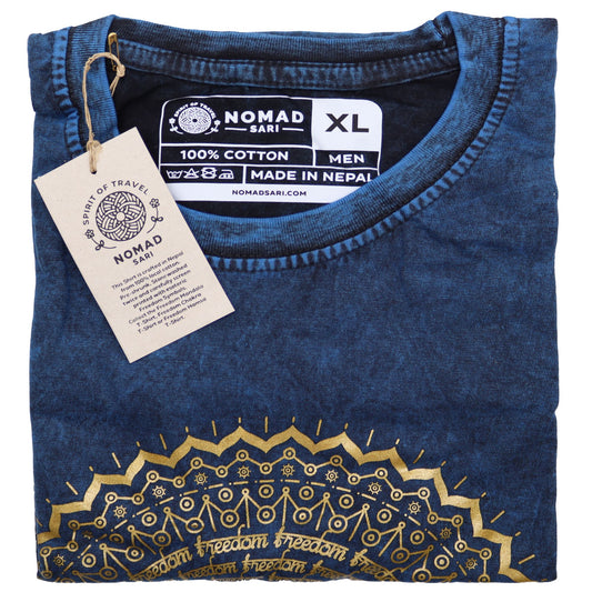 XLarge Stone Washed T-Shirt - Mandala - Blue