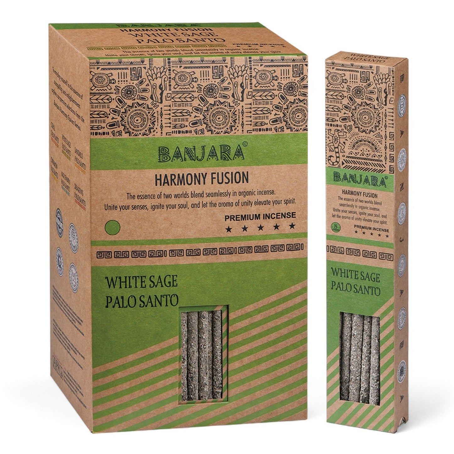 Banjara Palo Santo Smudge Incense Sticks – White Sage long-burning incense sticks for smoke cleansing, meditation, ritual use and energy clearing