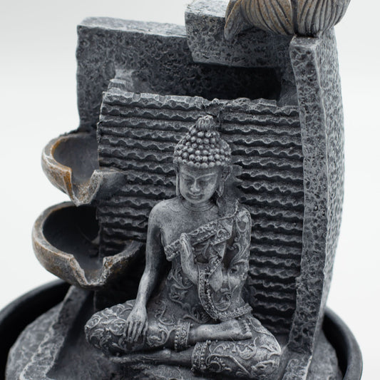 Buddha Lotus Flower Cascading Pots Tabletop Water Feature