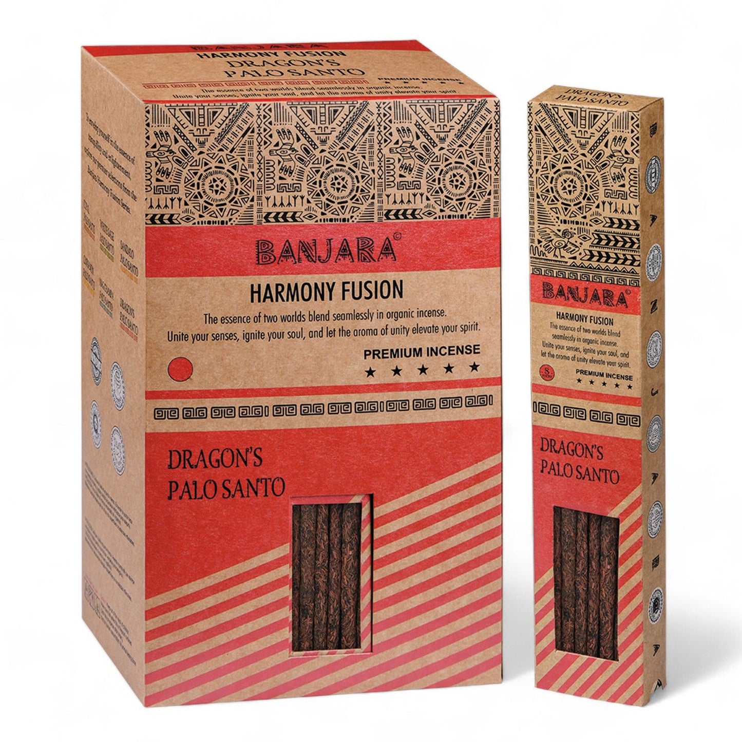 Banjara Palo Santo Smudge Incense Sticks – Dragon’s Blood natural incense sticks for spiritual cleansing, deep aroma, ritual focus, space cleansing and energetic uplift