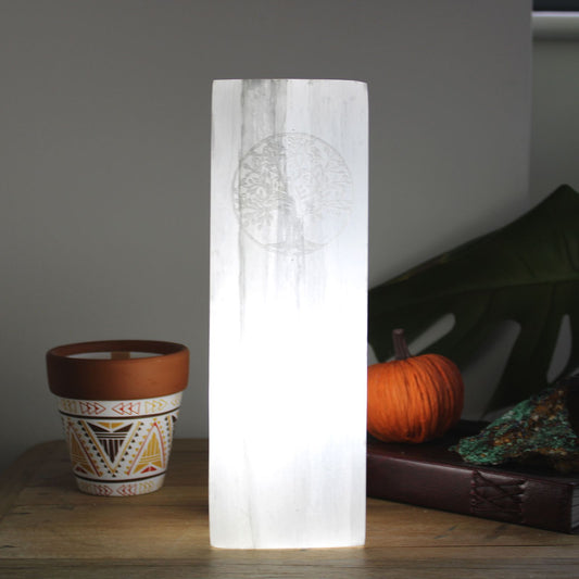 Selenite Block Lamp Tree of Life