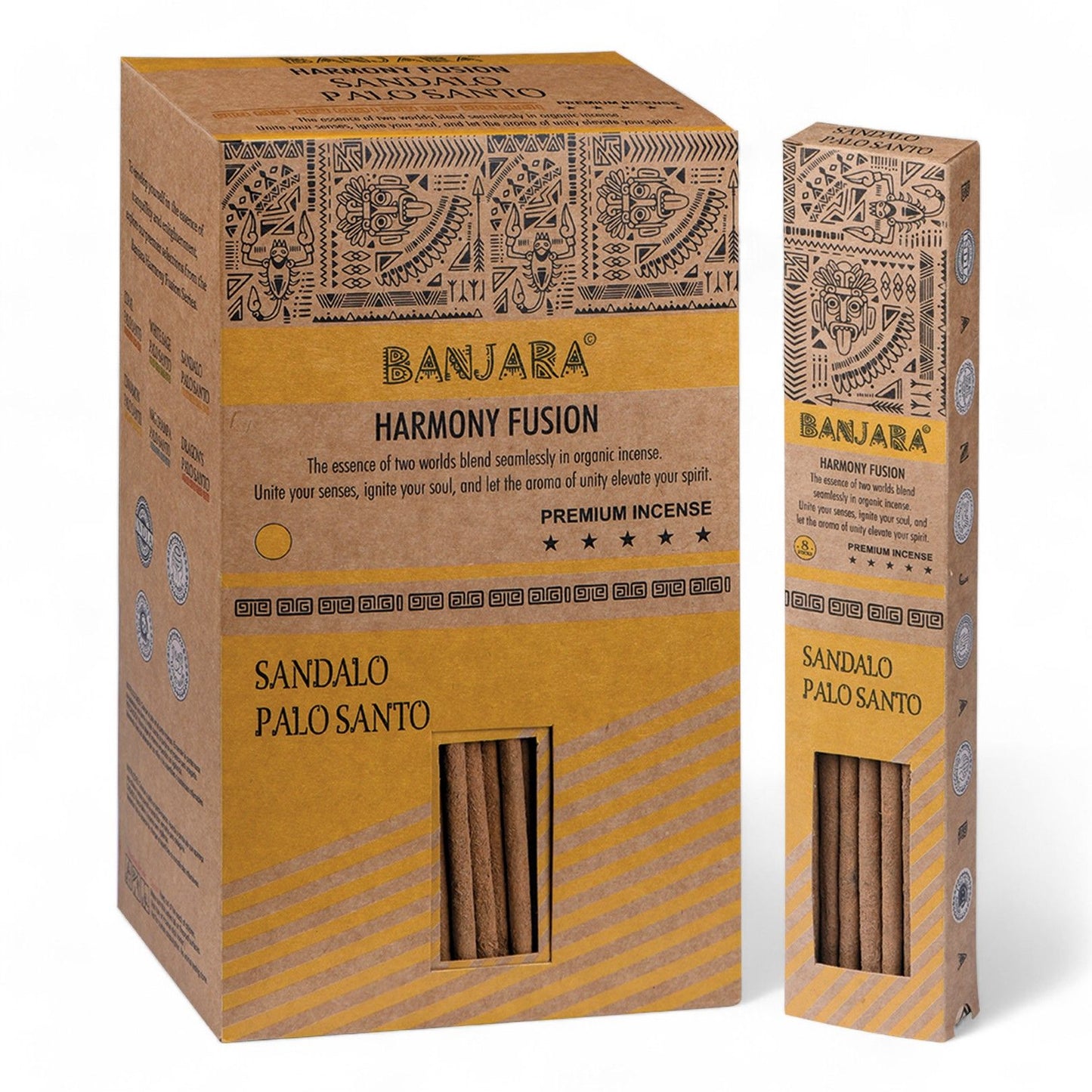 Banjara Palo Santo Smudge Incense Sticks – Sandalwood natural incense sticks for smoke cleansing, grounding, ritual ambience, meditation and energetic warmth