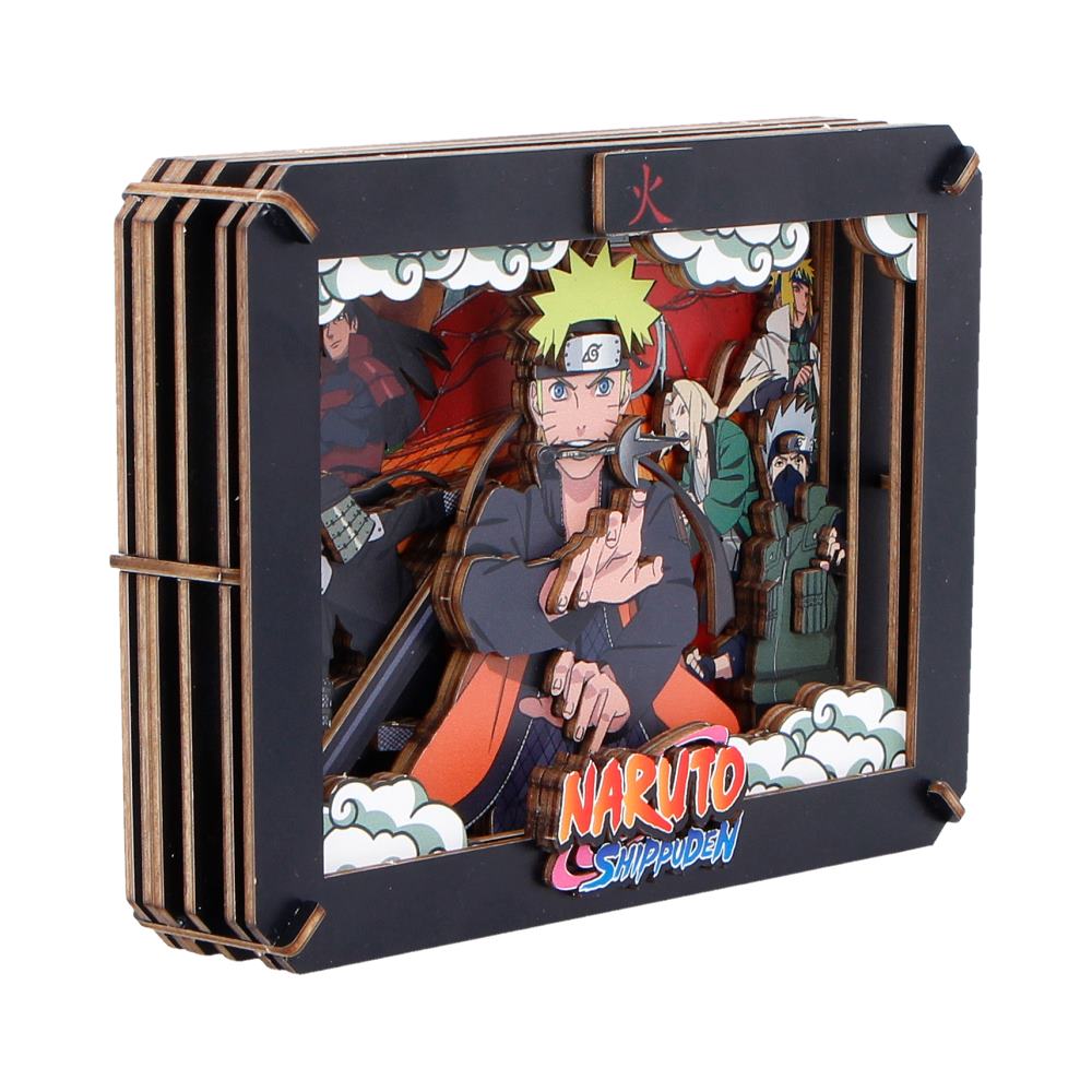 Naruto Hokage Wooden Theatre - Right angle showing depth between wooden layers