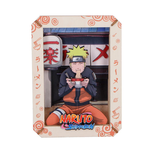 Naruto Ramen Wooden Theatre - Front showing Naruto eating ramen in a pale frame