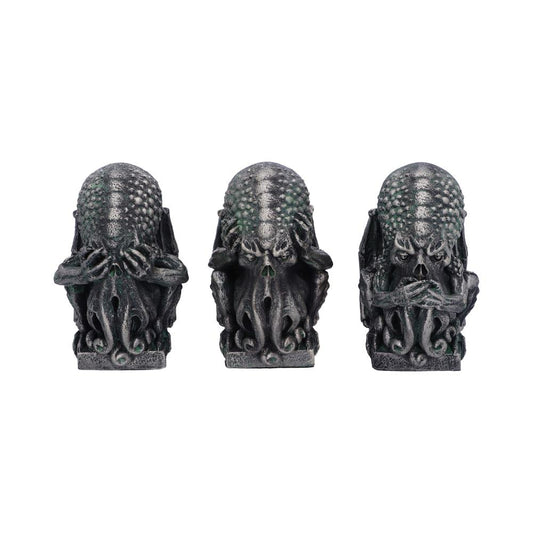 Three Wise Cthulhu 7.6 cm Figurines – hand-painted resin Cthulhu trio in see no evil, hear no evil, speak no evil poses