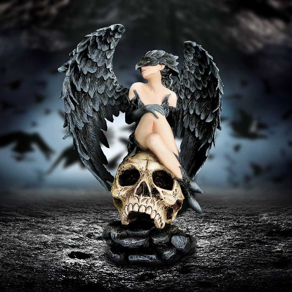 Riven Gothic Fairy On Skull Figurine