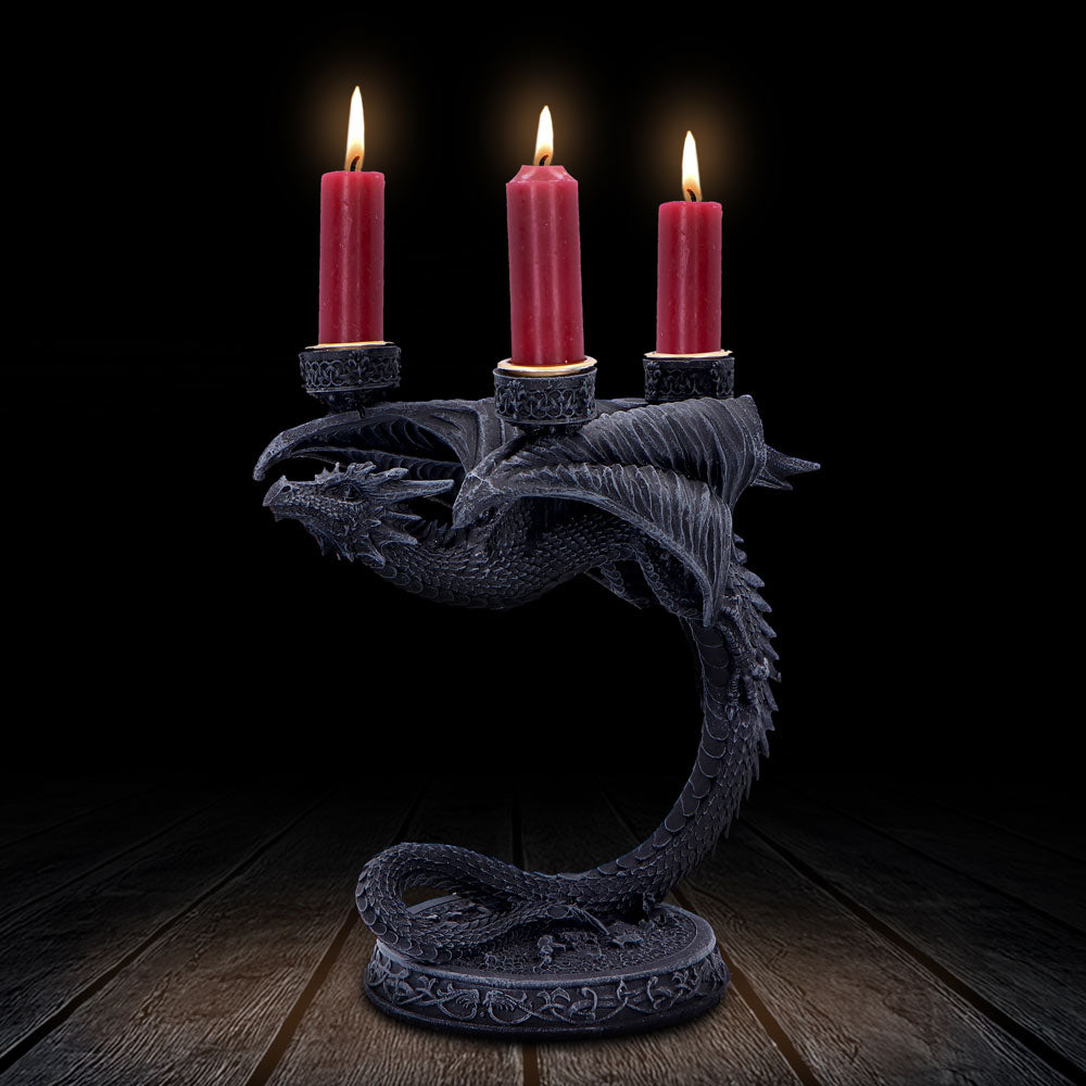 Flame Keeper dragon candle holder with sculpted resin detail