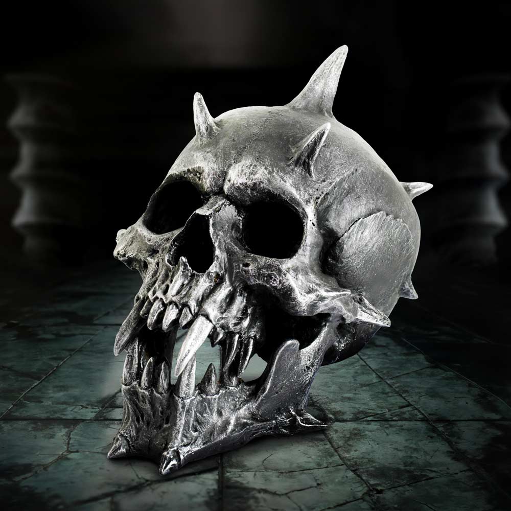 Iron Fang Skull – resin skull with iron fangs and metallic detailing