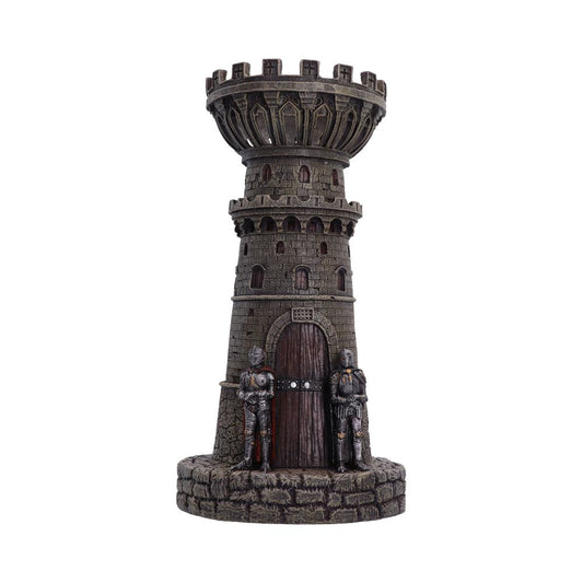 Kings Watch Castle Candle Holder - castle candle holder with two knights guarding the doorway